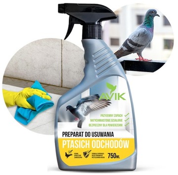 ŚRODEK PREPARAT SPRAY DO SPRZĄTANIA USUWANIA PTASICH ODCHODÓW AVIK 750ML