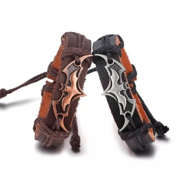 Браслет Кожаный ремешок с логотипом Летучая мышь Бэтмен Летучая мышь Брюса Уэйна Регулируемая