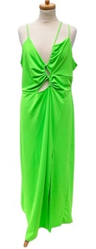 Sukienka Długa Neonowa Zielona Wycięcia H&M XL 42