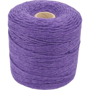 Sznurek do makram bawełniany FIOLETOWY 2mm/300m