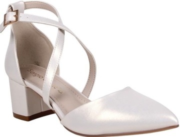 iShoes ТУФЛИ ЖЕНСКИЕ САНДАЛИИ НА НИЗКОМ УДОБНОМ КАБЛУКЕ, ЖЕМЧУЖНЫЙ