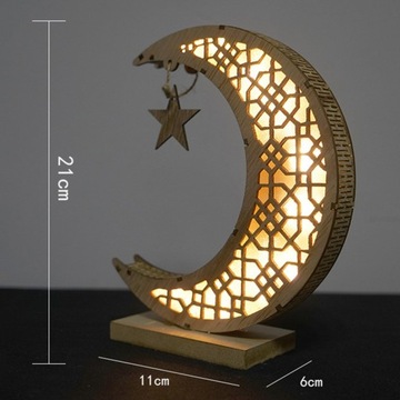 Рамадан Мубарак Огни Ид Украшения Лунной Форме Ночные Огни Деревянные