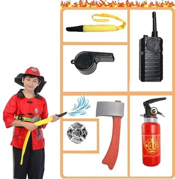 Комплект костюма пожарного пожарного для детей, аксессуары