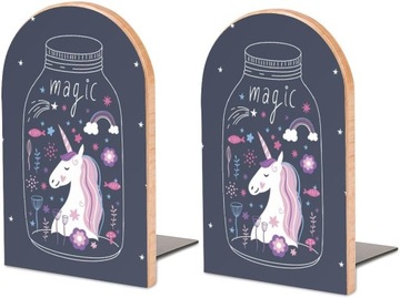 Podpórki na książki Magiczny jednorożec w butelce Wytrzymałe drewniane