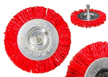 SZCZOTKA NYLONOWA tarczowa fi 100 mm trzpień 6 mm