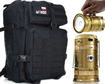 PLECAK MOCNY SOLIDNY MILITARNY 45L+LATARKA SOLARNA