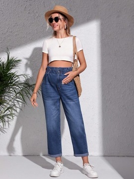 SHEIN JEANSOWE SPODNIE CIĄŻOWE PAPERBAG XL 11011