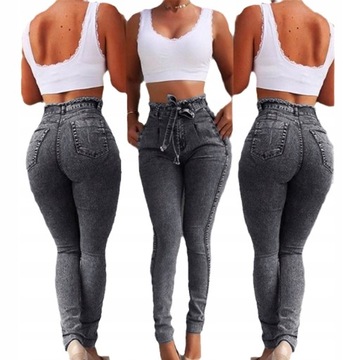 SPODNIE WYSZCZUPLAJĄCE KLASYCZNE WYSOKI STAN JEANS
