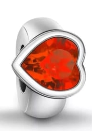 MD charms zawieszka pierścionek czerwone serce 925
