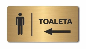 TOALETA męska strzałka w lewo | Tabliczka informacyjna ZŁOTA | UV