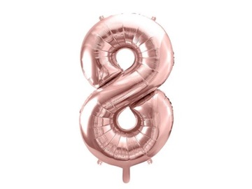 Balon foliowy - Cyfra 8 - 86cm - różowe złoto