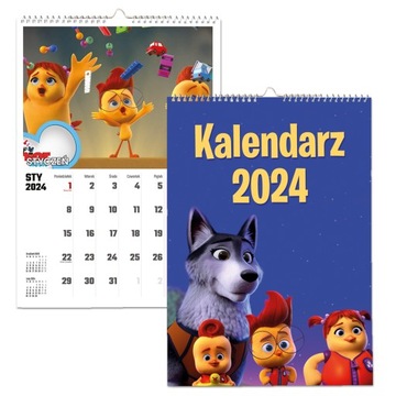 KALENDARZ ŚCIENNY NA ROK 2024 KURCZAKI NA TROPIE A4