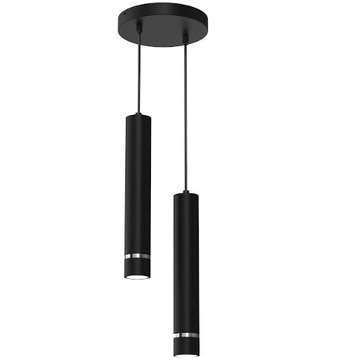 EWILIGHT Lampa sufitowa wisząca 2-punkty TUBE 2xGU10 czarny/chrom