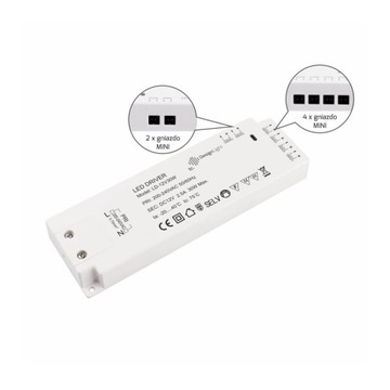 Zasilacz do opraw LED z gniazdami mini 12V/DC 30W