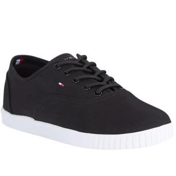 Buty tenisówki damskie Tommy Hilfiger Canvas Lace Up Sneaker czarne