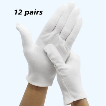 12 Pair White Cotton Gloves Labor Protection
