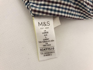 M&S bawełniana KOSZULA wygodna KRATKA krótki rękaw CASUAL _ L