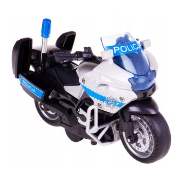 MOTOCYKL POLICJA METALOWY ŚWIATŁO DŹWIĘK NAPĘD