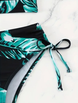 BIKINI STRÓJ KĄPIELOWY WYSOKI STAN BASEN WAKACJE WIĄZANIA M 38 L XL