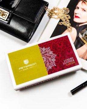 PETERSON portfel damski skórzany modny na zatrzask duża pojemność RFID STOP