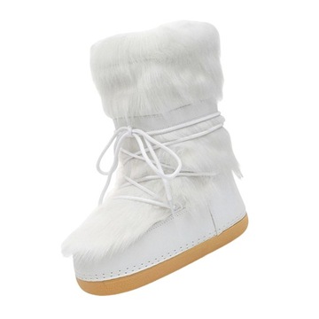 Zimowe buty śnieżne, zasznurowane białe buty narciarskie, poślizg