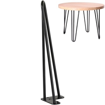 Metalowa noga do stolika kawowego biurka loft 45cm czarna trzy pręty