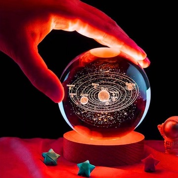 СТЕКЛЯННЫЙ ШАР СВЕТОДИОДНАЯ НОЧНАЯ НАСТОЛЬНАЯ ЛАМПА ДЕКОРАТИВНАЯ 3D КОМПОЗИЦИЯ ПОДАРОК