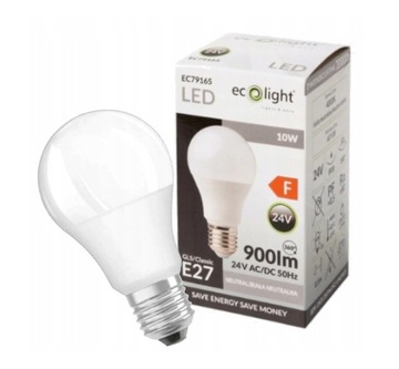 НИЗКОВОЛЬТНАЯ СВЕТОДИОДНАЯ ЛАМПА 24В ECOLIGHT E27 10Вт 4000К НЕЙТРАЛЬНЫЙ БЕЛЫЙ