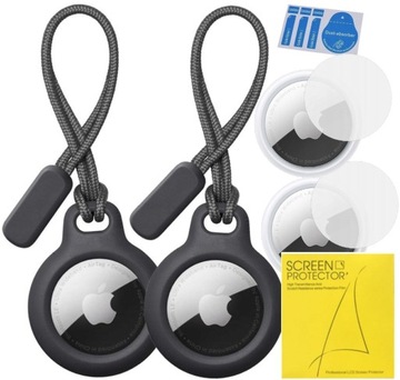 2x ETUI CASE NA LOKALIZATOR APPLE AIRTAG BRELOK + 2x FOLIA HYDROŻELOWA