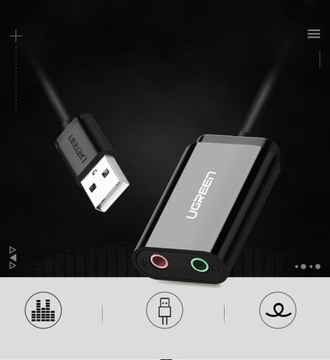Музыкальная звуковая карта UGREEN USB JACK адаптер