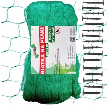 SIATKA NA PTAKI SZPAKI OCHRONNA DUŻA BARDZO MOCNA PRZECIW PTAKOM 8x14M UV