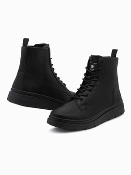 Buty męskie zimowe sznurowane z wyższą cholewką czarne V1 OM-FOBO-0133 41
