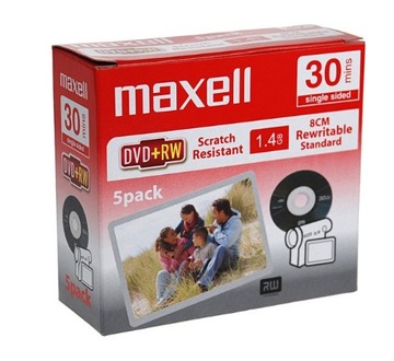 Maxell Mini DVD+RW 1,4GB 8CM 5szt. do kamer 30min