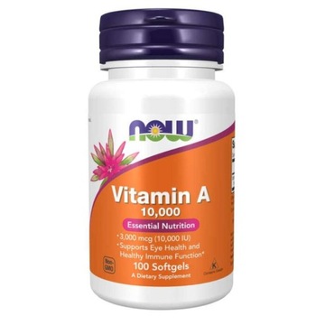 NOW FOODS WITAMINA A 10 000 IU 100KAPS WZROK SKÓRA METABOLIZM ANTYOKSYDANT