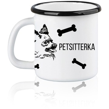 Garnuszek emaliowany Kubek z grawerem Petsitterka Opiekunka zwierząt Psów