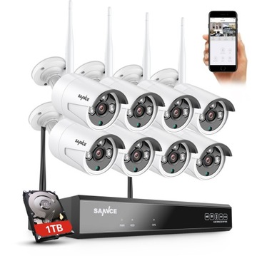 SANNCE 3-мегапиксельная 8-канальная IP-система безопасности с 1 ТБ
