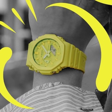 SPORTOWY ZEGAREK MĘSKI CASIO G-SHOCK GA-2100-9A9ER VOLT YELLOW WR200 +BOX