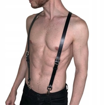 Męska skórzana uprząż body bdsm szelki erotyczne
