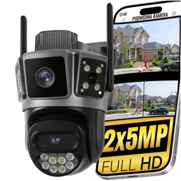 KAMERA PODWÓJNA 2X5MP 5GHz ZOOM ZEWNĘTRZNA OBROTOWA IP WIFI ALARM DETEKCJA