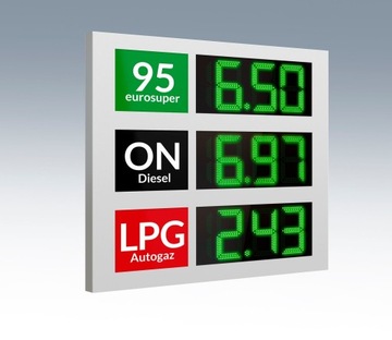 Pylon Cenowy Jednostronny, Wyświetlacze LED 30cm zielone format 18.88