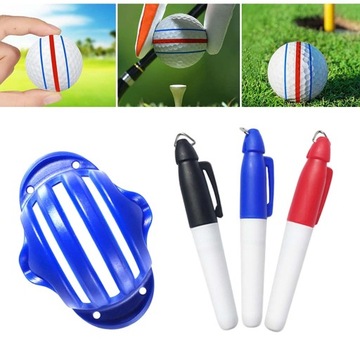 Маркер для выравнивания мяча для гольфа, синяя линия, с 3 ручками