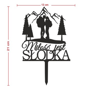 Topper toper na tort ślubny weselny Miłość jest słodka GÓRY para w górach