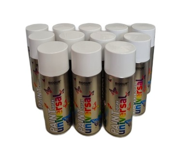 Spray farba biały połysk 9010 400 ml zestaw 12 szt BIODUR