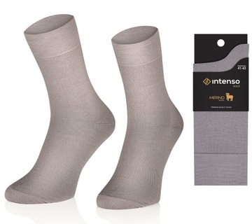 SKARPETY Z WEŁNY MERYNOSÓW 90% MERINO WEŁNA SZARY
