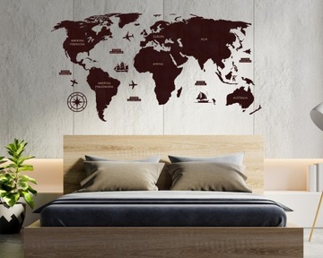 Деревянная карта мира декоративная подробная 3D модель