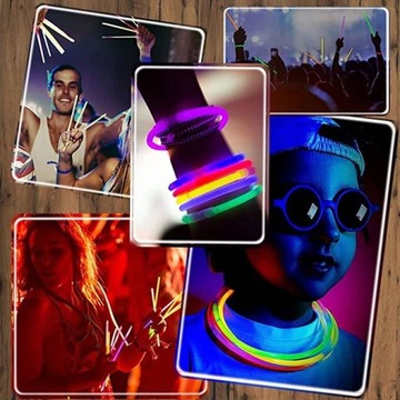 Светящиеся флуоресцентные браслеты, браслеты с химическим светом, 100 палочек