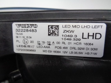 ЛЕВАЯ ФАРА ФАРА VOLVO V40 16- LIFT FULL LED MID LED