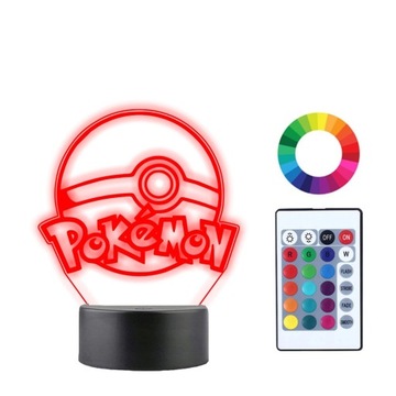 Lampka Nocna 3D LED POKEMON POKEBALL Imię Prezent