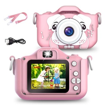 APARAT CYFROWY DLA DZIECI KAMERA HD + ETUI PIESEK