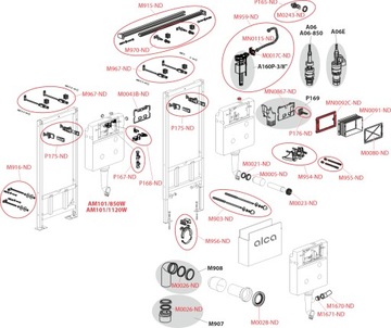 КАРКАС УНИТАЗА ВСТРАИВАННЫЙ, НИЗКИЙ, A101/1000 мм AlcaPLAST